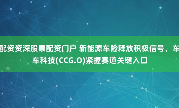 配资资深股票配资门户 新能源车险释放积极信号，车车科技(CCG.O)紧握赛道关键入口